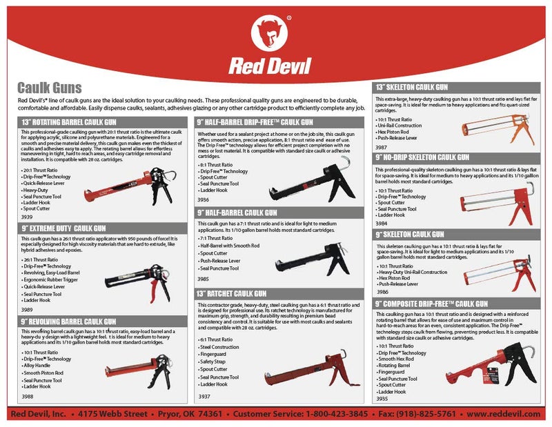 Red Devil 3939 13" Rotating Barrel Caulk Gun - Thrust Ratio 20:1 - Image 2